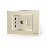 Priza Ingusta + TV + Internet cu Rama din Sticla LUXION, Standard Italian, 3M