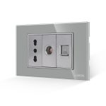 Priza Ingusta + TV + Internet cu Rama din Sticla LUXION, Standard Italian, 3M