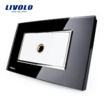 Priza cu mufa pentru microfon Livolo cu rama din sticla - standard italian