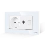 Priza Schuko + TV + Internet cu Rama Din Sticla LUXION, Standard Italian, 4M