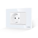 Priza Simpla si 1 Tasta Falsa cu Rama din Sticla LUXION, Standard Italian, 3M