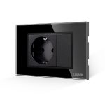 Priza Simpla si 1 Tasta Falsa cu Rama din Sticla LUXION, Standard Italian, 3M