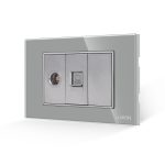 Priza TV + Internet cu Rama din Sticla LUXION, Standard Italian, 3M