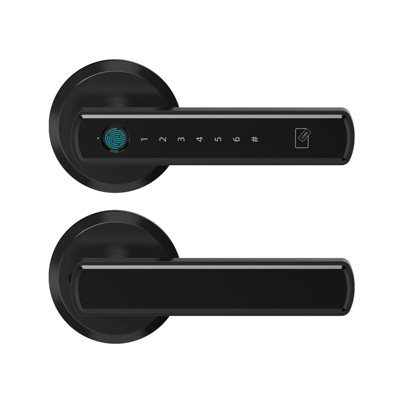 01-set-maner-smart-si-broasca-model-ifl.jpg Set Maner & Broasca IFL cu Deschiere Amprenta, Cod PIN, Administrare Aplicatie, Negru Mat - imagine 1