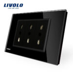 Priza tripla italiana Livolo cu rama din sticla - standard italian