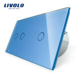Intrerupator dublu + simplu cu touch Livolo din sticla