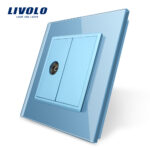 Priza simpla TV Livolo cu rama din sticla