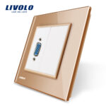 Priza cu mufa VGA mama Livolo cu rama din sticla