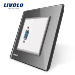 Priza cu mufa VGA mama Livolo cu rama din sticla