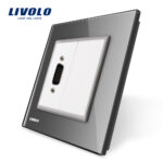 Priza cu mufa VGA tata 15 pini Livolo cu rama din sticla