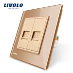 Priza dubla internet Livolo cu rama din sticla