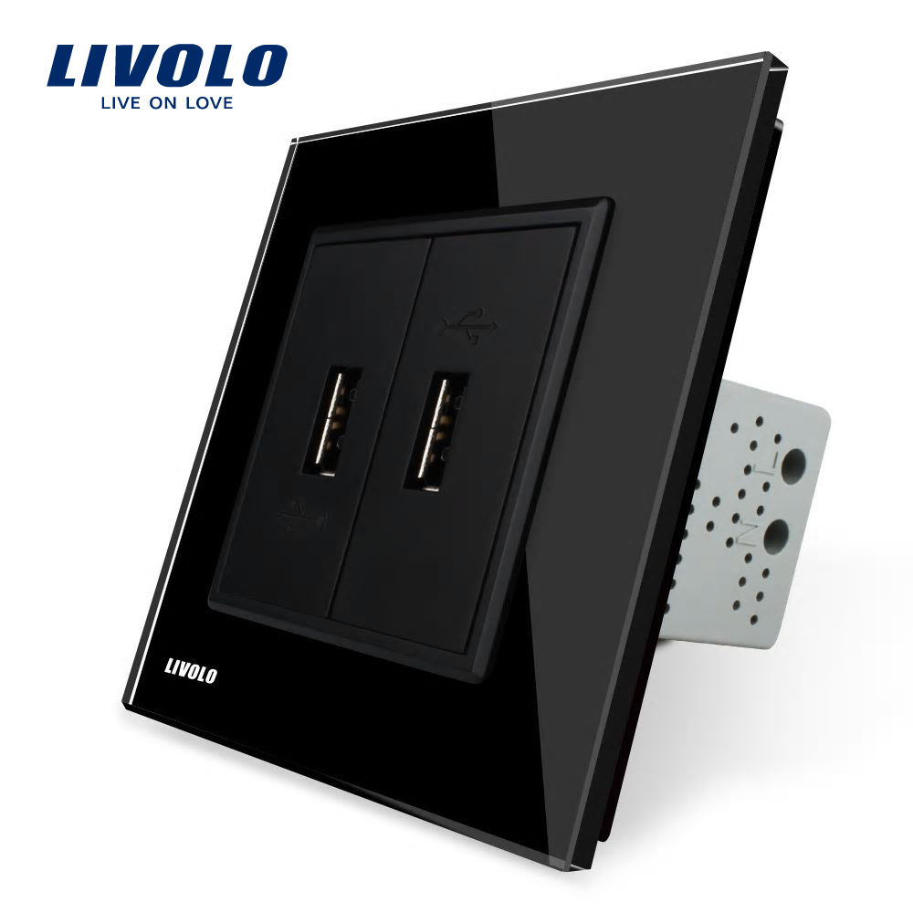 01-vl-c792usb-12-livolo-priza-dubla-usb-neagra-rama-din-sticla-ultrarezistenta.jpg Priza dubla USB Livolo cu rama din sticla - imagine 1