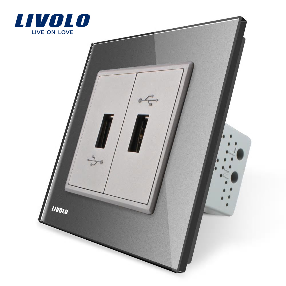 01-vl-c792usb-15-livolo-priza-dubla-usb-gri-rama-din-sticla-ultrarezistenta.jpg Priza dubla USB Livolo cu rama din sticla - imagine 1