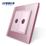 Priza dubla TV Livolo cu rama din sticla