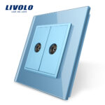 Priza dubla TV Livolo cu rama din sticla