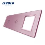 Panou 2 intrerupatoare simple cu touch si priza Livolo din sticla - imagine 2