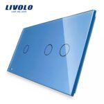 Panou intrerupator simplu+dublu cu touch Livolo din sticla - imagine 2