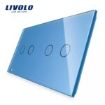 Panou intrerupator dublu+dublu cu touch Livolo din sticla - imagine 2