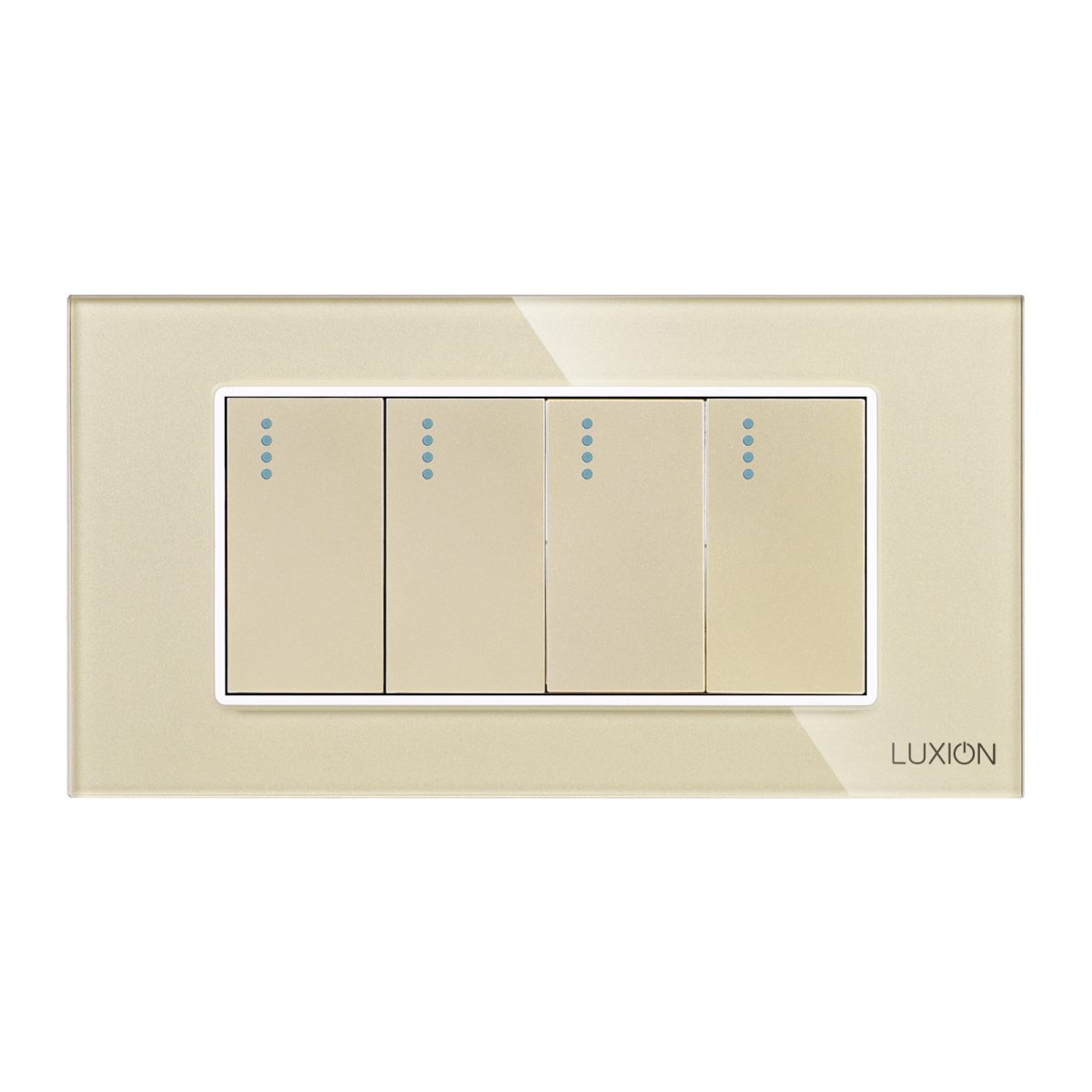 Intrerupator Cvadruplu Mecanic LUXION cu Rama din Sticla, Standard Italian, 4M - imagine 2