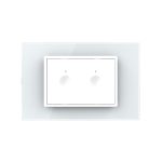 Intrerupator dublu cap scara / cap cruce wireless cu touch Livolo cu rama din sticla, standard Italian - Serie noua - imagine 2