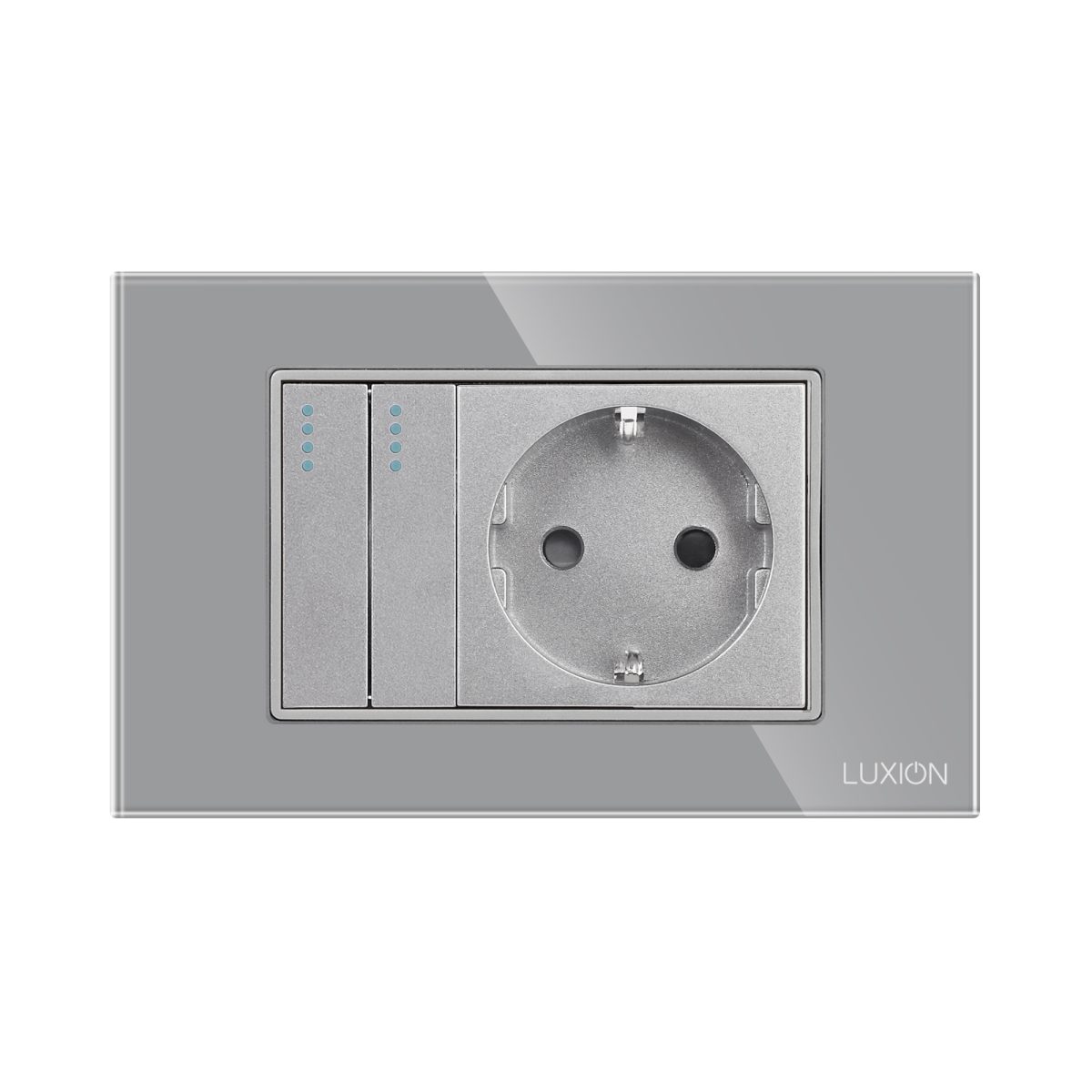 Intrerupator Dublu Cap Scara + Priza cu Rama din Sticla LUXION, Standard Italian, 3M - imagine 2