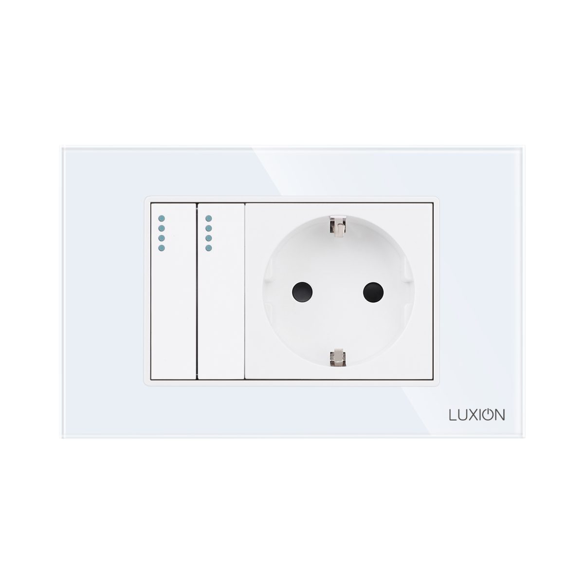 Intrerupator Dublu + Priza cu Rama din Sticla LUXION, Standard Italian, 3M - imagine 2