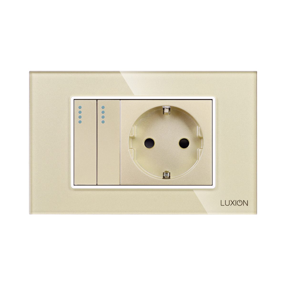 Intrerupator Dublu + Priza cu Rama din Sticla LUXION, Standard Italian, 3M - imagine 2