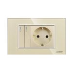 Intrerupator Dublu + Priza cu Rama din Sticla LUXION, Standard Italian, 3M - imagine 2