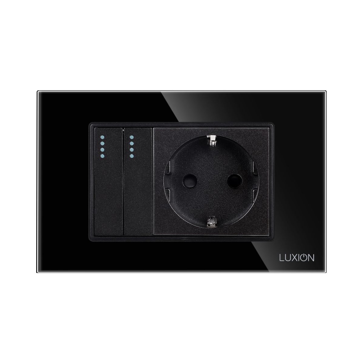 Intrerupator Dublu + Priza cu Rama din Sticla LUXION, Standard Italian, 3M - imagine 2