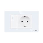 Intrerupator Simplu Cap Scara + Priza cu Rama din Sticla LUXION, Standard Italian, 3M - imagine 2