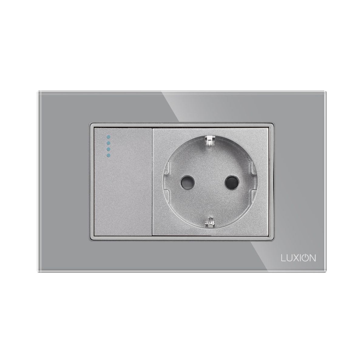 Intrerupator Simplu Cap Scara + Priza cu Rama din Sticla LUXION, Standard Italian, 3M - imagine 2