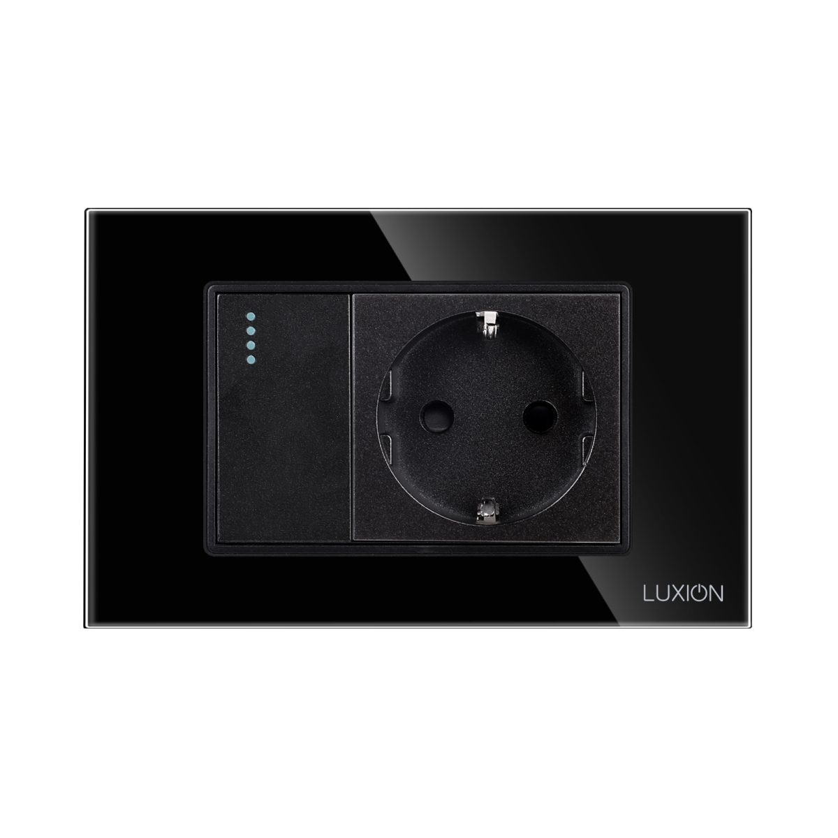 Intrerupator Simplu Cap Scara + Priza cu Rama din Sticla LUXION, Standard Italian, 3M - imagine 2