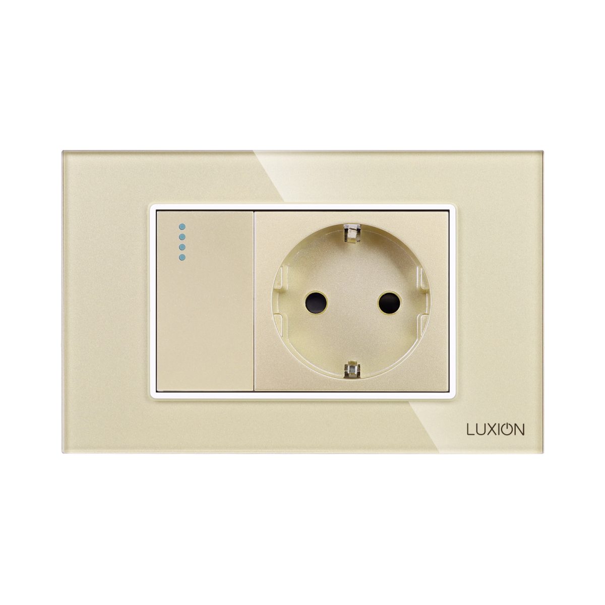 Intrerupator Simplu + Priza cu Rama din Sticla LUXION, Standard Italian, 3M - imagine 2