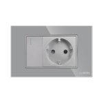 Intrerupator Simplu + Priza cu Rama din Sticla LUXION, Standard Italian, 3M - imagine 2