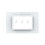 Intrerupator triplu wireless cu touch Livolo cu rama din sticla, standard Italian - Serie noua - imagine 2