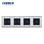 Panou intrerupator simplu+simplu+dublu+dublu cu touch LIVOLO din sticla - imagine 2