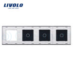 Panou intrerupator simplu+simplu+simplu cu touch + priza LIVOLO din sticla - imagine 2