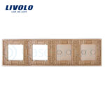 Panou 2 intrerupatoare duble cu touch si 2 prize LIVOLO din sticla - imagine 2