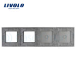 Panou 2 intrerupatoare simple cu touch si 2 prize LIVOLO din sticla - imagine 2