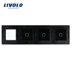 Panou intrerupator simplu+simplu+simplu cu touch + priza LIVOLO din sticla - imagine 2
