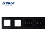 Panou 2 intrerupatoare duble cu touch si 2 prize LIVOLO din sticla - imagine 2