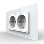 Priza dubla Livolo cu rama din sticla 4M, standard Italian, Serie noua - imagine 2