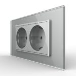 Priza dubla Livolo cu rama din sticla 4M, standard Italian, Serie noua - imagine 2