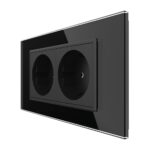 Priza dubla Livolo cu rama din sticla 4M, standard Italian, Serie noua - imagine 2