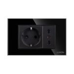 Priza Schuko + Universala Italiana cu Rama din Sticla LUXION, Standard Italian, 3M - imagine 2