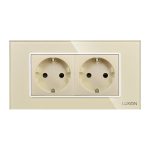 Priza Dubla cu Rama din Sticla LUXION, Standard Italian, 4M - imagine 2