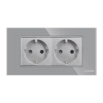 Priza Dubla cu Rama din Sticla LUXION, Standard Italian, 4M - imagine 2