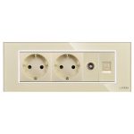 Priza Dubla Schuko + TV + Internet cu Rama din Sticla LUXION, Standard Italian, 6M - imagine 2