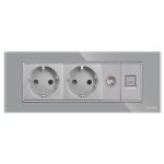 Priza Dubla Schuko + TV + Internet cu Rama din Sticla LUXION, Standard Italian, 6M - imagine 2