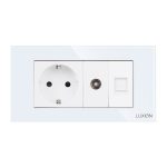 Priza Schuko + TV + Internet cu Rama Din Sticla LUXION, Standard Italian, 4M - imagine 2